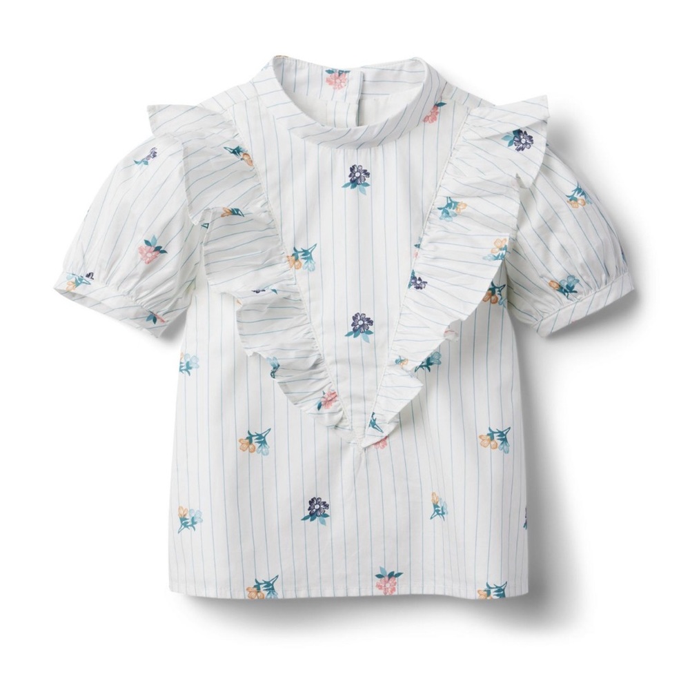 Janie and jack striped floral ruffle top 5 NWT